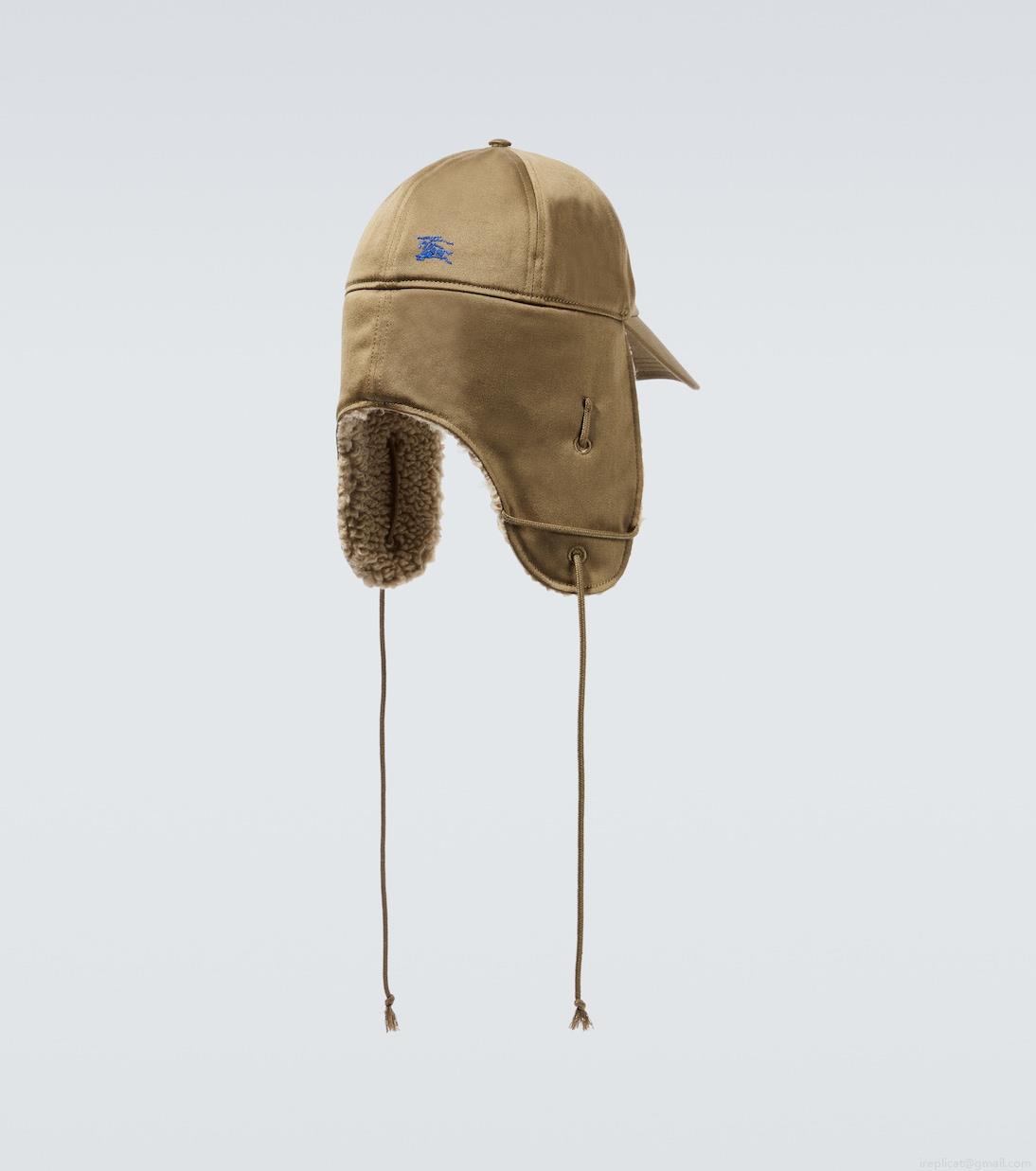BurberryFaux-shearling trimmed cotton hat BurberryFaux-shearling trimmed cotton hat