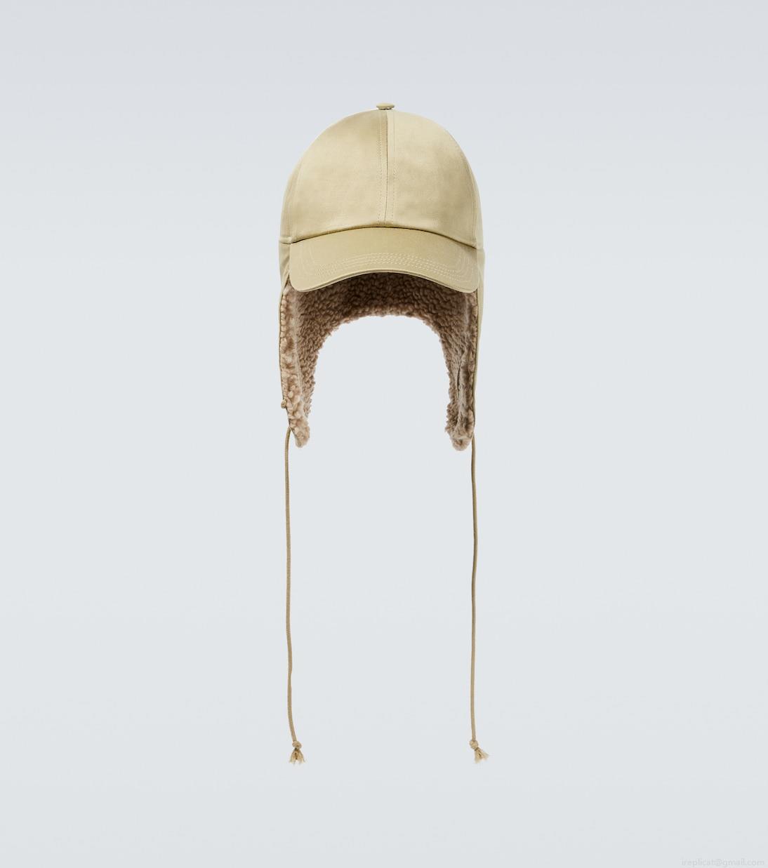 BurberryFaux-shearling trimmed cotton hat BurberryFaux-shearling trimmed cotton hat