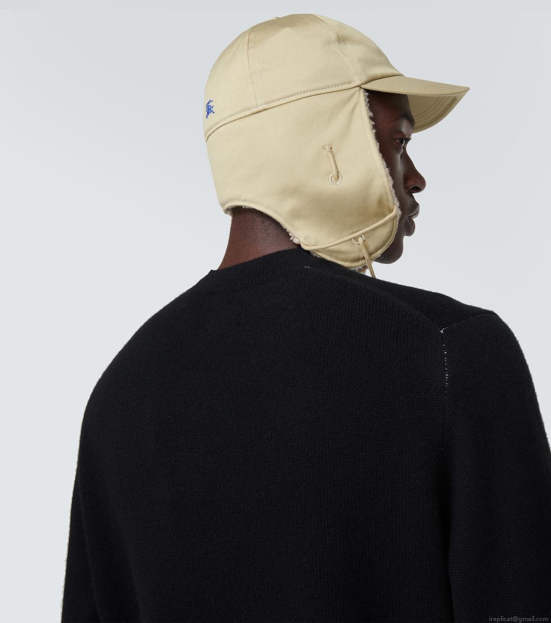 BurberryFaux-shearling trimmed cotton hat BurberryFaux-shearling trimmed cotton hat