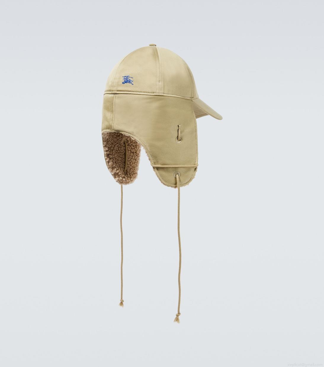 BurberryFaux-shearling trimmed cotton hat BurberryFaux-shearling trimmed cotton hat