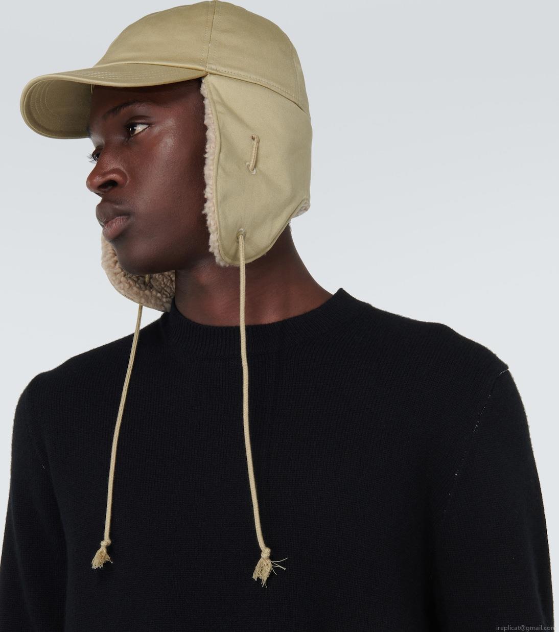 BurberryFaux-shearling trimmed cotton hat BurberryFaux-shearling trimmed cotton hat