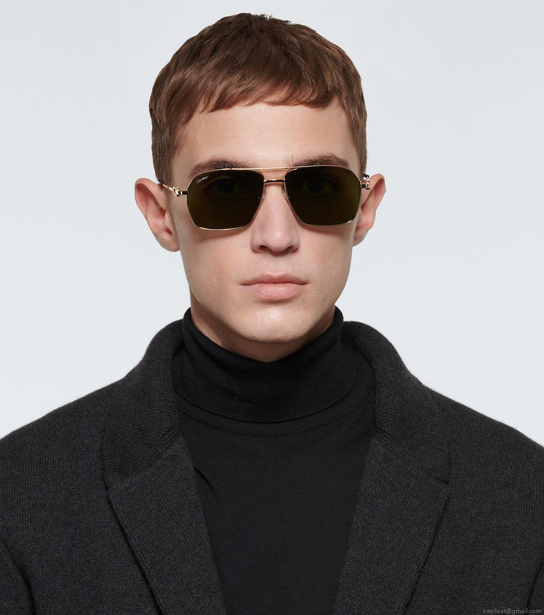 Cartier Eyewear CollectionDouble-bar metal frame sunglasses Cartier Eyewear CollectionDouble-bar metal frame sunglasses