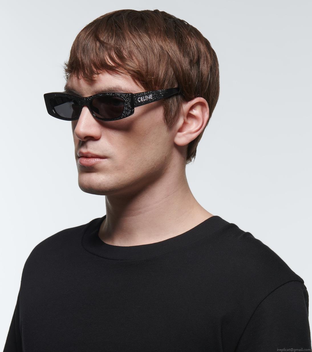 Celine EyewearCrystal-embellished rectangular sunglasses Celine EyewearCrystal-embellished rectangular sunglasses