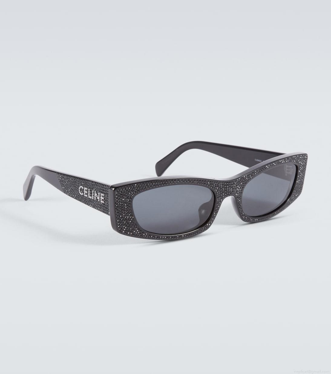Celine EyewearCrystal-embellished rectangular sunglasses Celine EyewearCrystal-embellished rectangular sunglasses