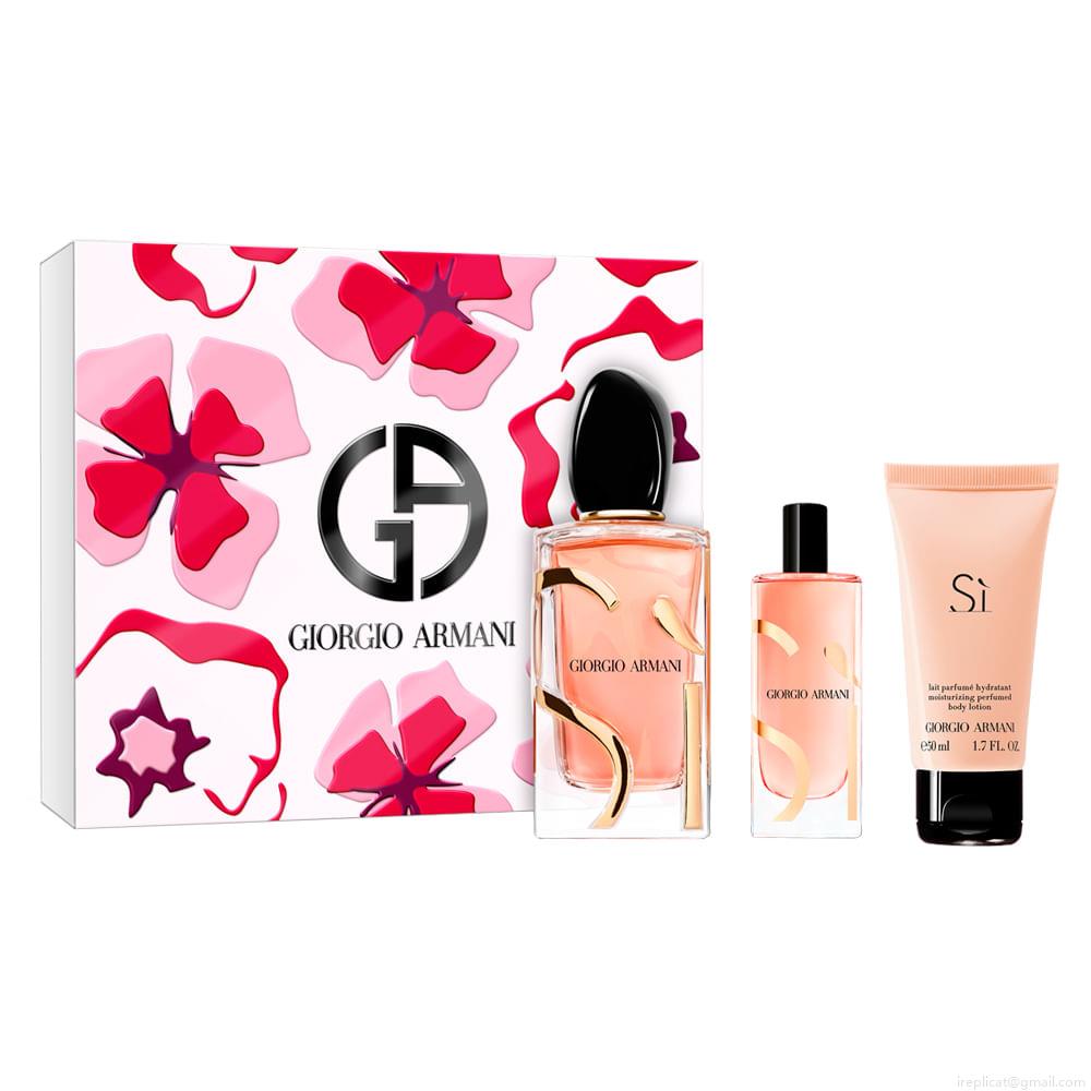 Kit Perfume Giorgio Armani Sí Intense Eau de Parfum Feminino 100 ml + Miniatura 15 ml + Loção 50 ml Kit Perfume Giorgio Armani Sí Intense Eau de Parfum Feminino 100 ml + Miniatura 15 ml + Loção 50 ml