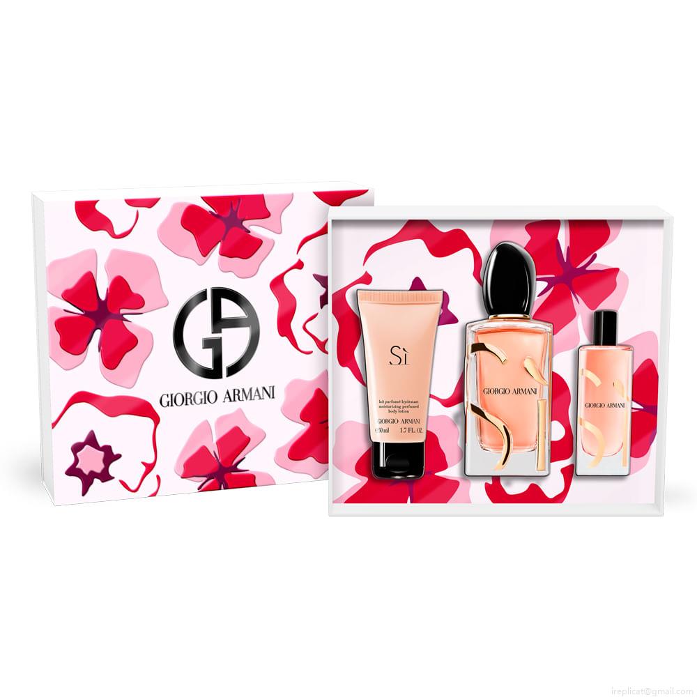 Kit Perfume Giorgio Armani Sí Intense Eau de Parfum Feminino 100 ml + Miniatura 15 ml + Loção 50 ml Kit Perfume Giorgio Armani Sí Intense Eau de Parfum Feminino 100 ml + Miniatura 15 ml + Loção 50 ml
