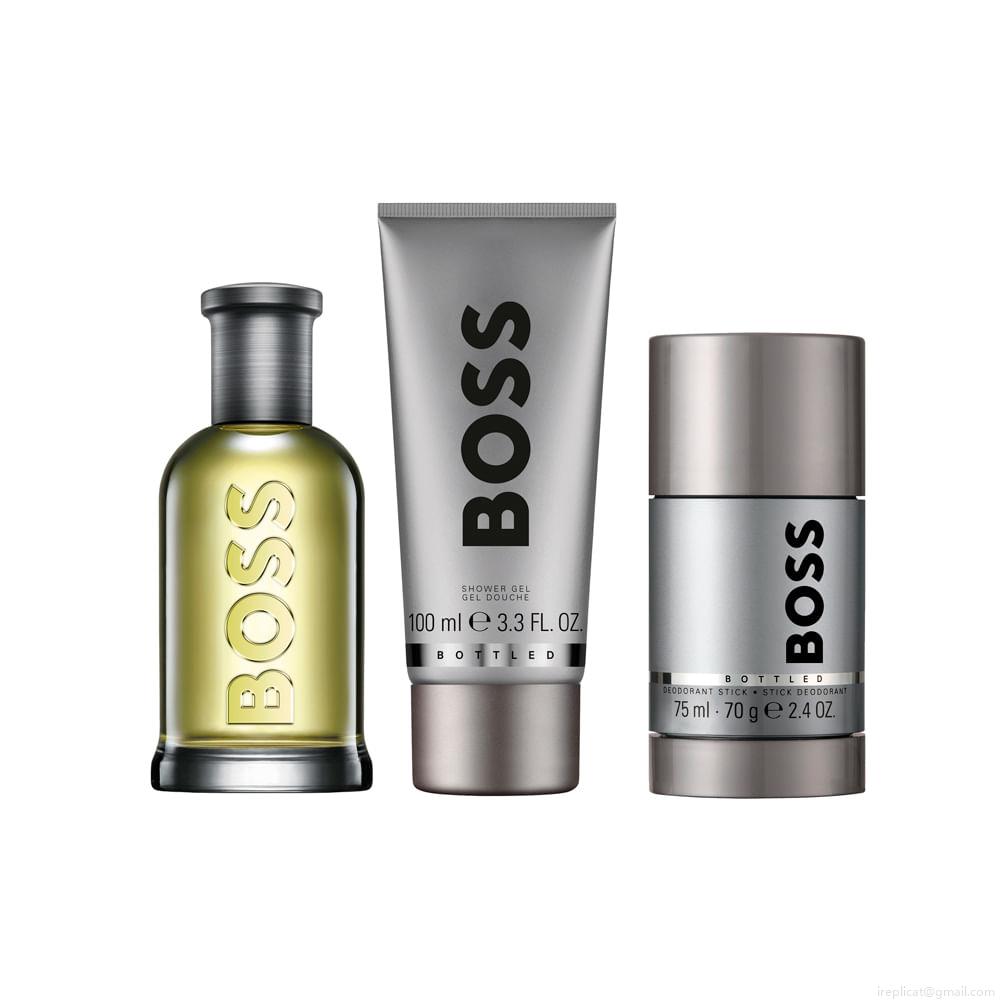 Kit Hugo Boss Bottled Edt Perfume Masculino 100 ml + Desodorante 75 ml + Gel de Banho 75 ml Kit Hugo Boss Bottled Edt Perfume Masculino 100 ml + Desodorante 75 ml + Gel de Banho 75 ml
