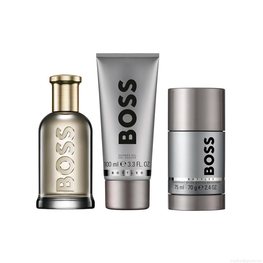 Kit Hugo Boss Bottled Fragances Edp Perfume Masculino 100 ml + Desodorante 75 ml + Gel de Banho 100 ml Kit Hugo Boss Bottled Fragances Edp Perfume Masculino 100 ml + Desodorante 75 ml + Gel de Banho 100 ml