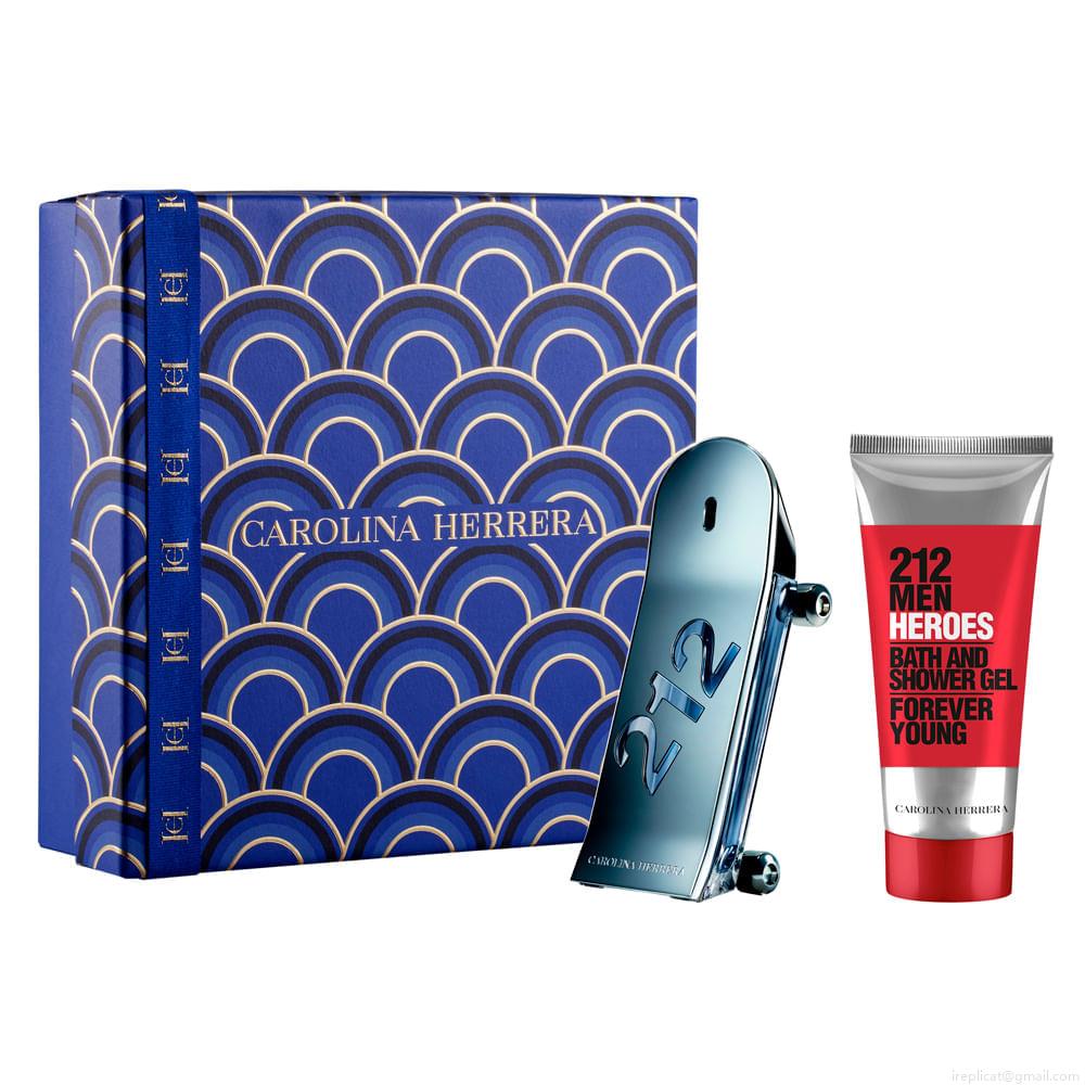 Kit Perfume Carolina Herrera 212 Men Heroes Eau de Toilette Masculino 90 ml + Gel de Banho 100 ml Kit Perfume Carolina Herrera 212 Men Heroes Eau de Toilette Masculino 90 ml + Gel de Banho 100 ml