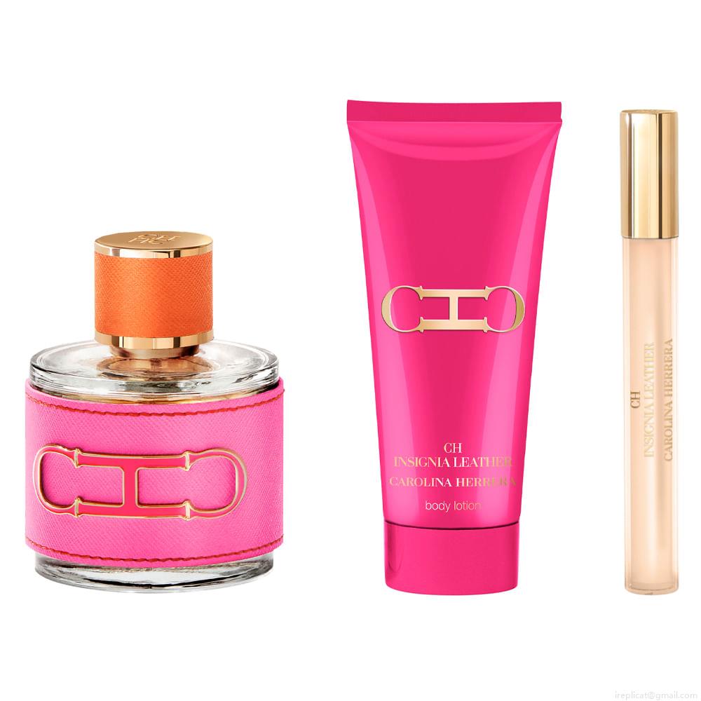 Kit Perfume Carolina Herrera Ch Insignia Leather Feminino Eau de Parfum 100 ml + Creme Corporal 100 ml + Miniatura 10 ml Kit Perfume Carolina Herrera Ch Insignia Leather Feminino Eau de Parfum 100 ml + Creme Corporal 100 ml + Miniatura 10 ml