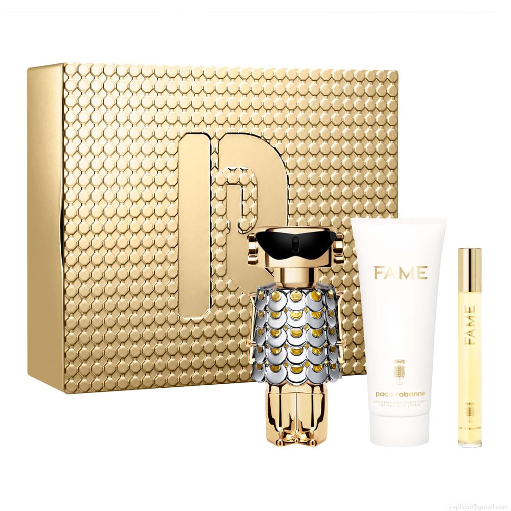 Kit Perfume Paco Rabanne Fame Feminino Eau de Parfum 80 ml + Creme Corporal 100 ml + Miniatura 10 ml Kit Perfume Paco Rabanne Fame Feminino Eau de Parfum 80 ml + Creme Corporal 100 ml + Miniatura 10 ml