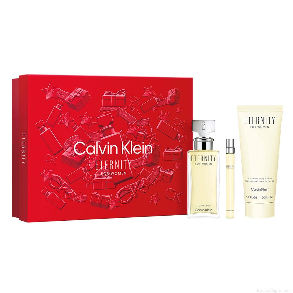 Kit Perfume Calvin Klein Eternity For Women Eau de Parfum Feminino 100 ml + Loção Corporal 200 ml + Miniatura 10 ml Kit Perfume Calvin Klein Eternity For Women Eau de Parfum Feminino 100 ml + Loção Corporal 200 ml + Miniatura 10 ml