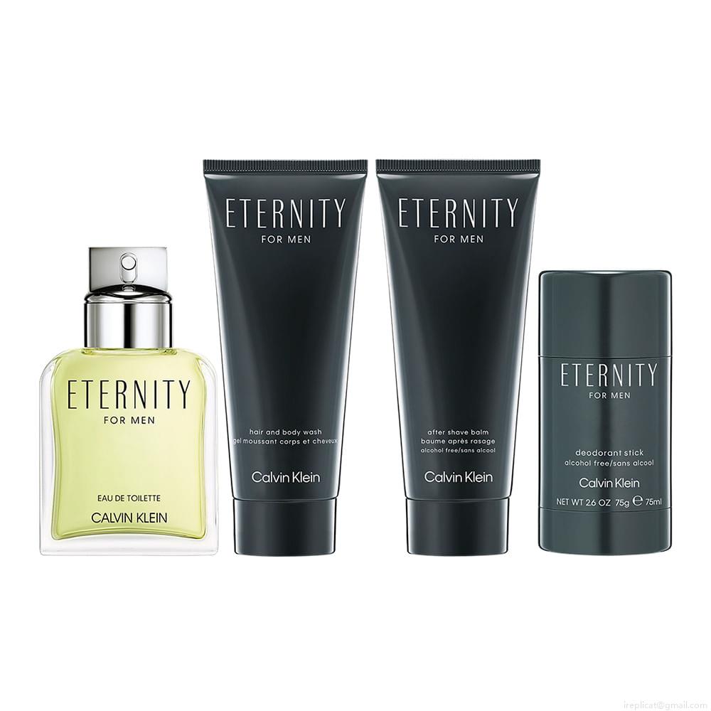 Kit Perfume Calvin Klein Eternity For Men Eau de Toilette Masculino 100 ml + Gel De Banho 100 ml +Pós-Barba 100 ml + Desodorante Kit Perfume Calvin Klein Eternity For Men Eau de Toilette Masculino 100 ml + Gel De Banho 100 ml +Pós-Barba 100 ml + Desodorante