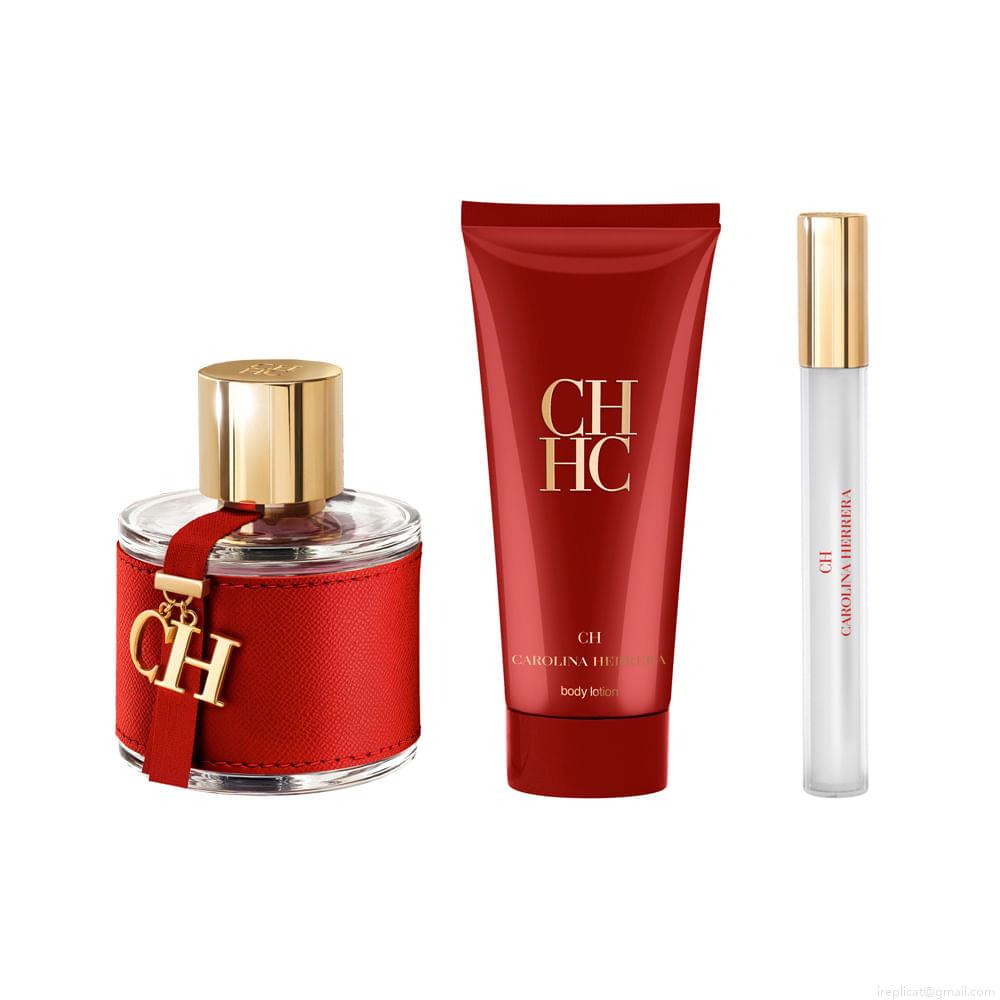 Kit Perfume Carolina Herrera Ch Eau de Toilette Feminino 100 ml + Creme Corporal 100 ml + Miniatura 10 ml Kit Perfume Carolina Herrera Ch Eau de Toilette Feminino 100 ml + Creme Corporal 100 ml + Miniatura 10 ml