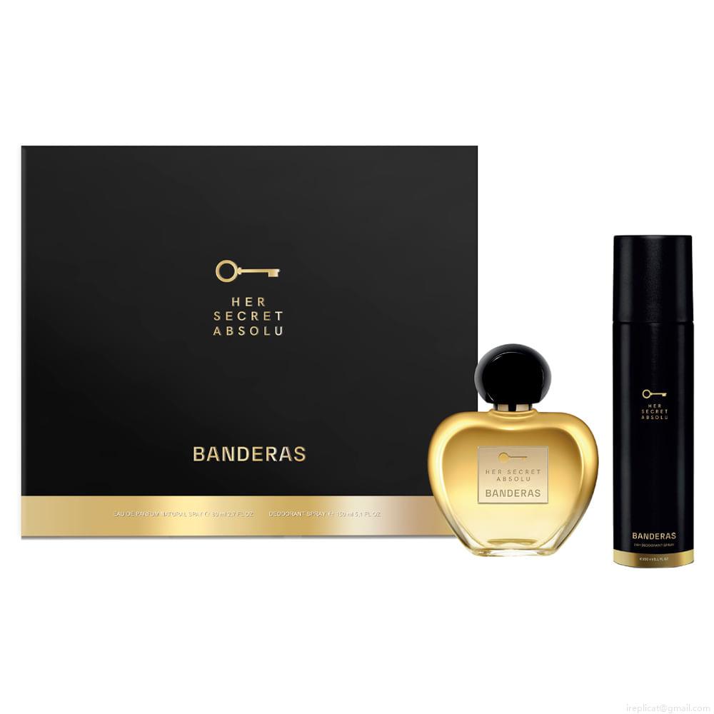 Kit Perfume Banderas Her Secret Absolu Eau de Parfum Feminino 80 ml + Desodorante Spray 150 ml Kit Perfume Banderas Her Secret Absolu Eau de Parfum Feminino 80 ml + Desodorante Spray 150 ml