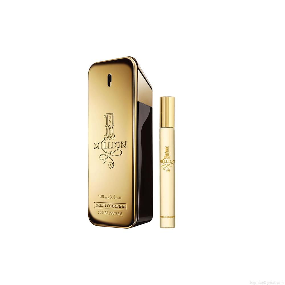 Kit Perfume Paco Rabanne 1 Million Masculino Eau de Toilette Masculino 100 ml + Miniatura 10ml Kit Perfume Paco Rabanne 1 Million Masculino Eau de Toilette Masculino 100 ml + Miniatura 10ml