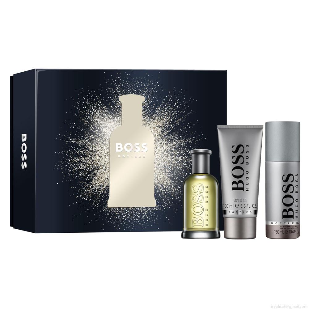 Kit Hugo Boss Bottled Masculino Eau de Toilette 100 ml + Gel de Banho 100 ml + Desodorante 150 ml Kit Hugo Boss Bottled Masculino Eau de Toilette 100 ml + Gel de Banho 100 ml + Desodorante 150 ml