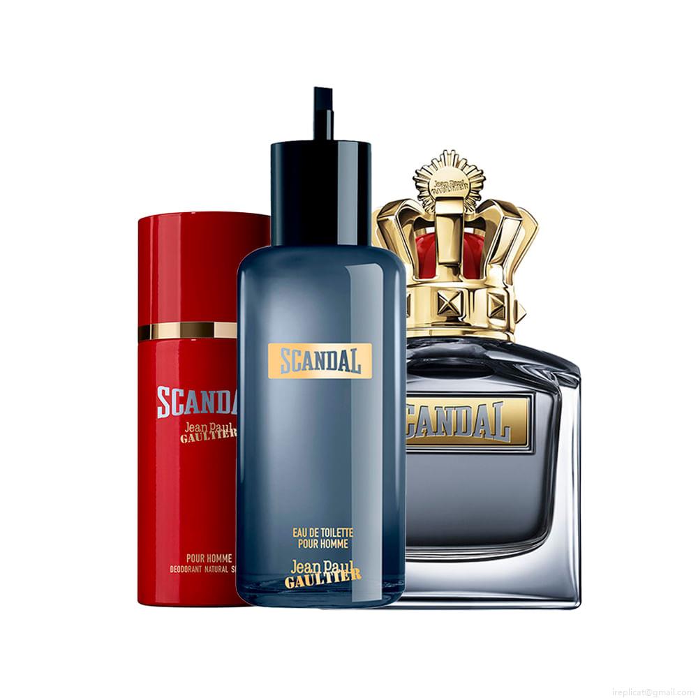 Kit Perfume Jean Paul Gaultier Scandal Pour Homme Masculino Eau de Toilette 200 ml Refil + Perfume 150 ml Recarregável + Desodor Kit Perfume Jean Paul Gaultier Scandal Pour Homme Masculino Eau de Toilette 200 ml Refil + Perfume 150 ml Recarregável + Desodor
