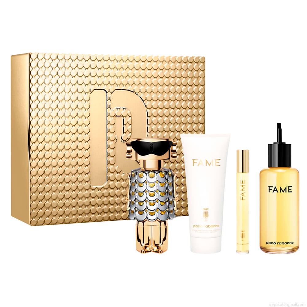 Kit Perfume Paco Rabanne Fame Feminino Eau de Parfum 80 ml + Creme Corporal 100 ml + Miniatura 10 ml + Perfume 200 ml Refil Kit Perfume Paco Rabanne Fame Feminino Eau de Parfum 80 ml + Creme Corporal 100 ml + Miniatura 10 ml + Perfume 200 ml Refil