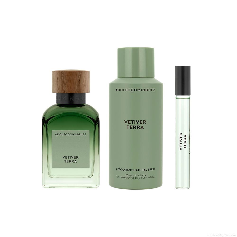 Kit Perfume Adolfo Dominguez Vetiver Terra Masculino Eau de Parfum 120 ml + Desodorante 150 ml + Miniatura 10 ml Kit Perfume Adolfo Dominguez Vetiver Terra Masculino Eau de Parfum 120 ml + Desodorante 150 ml + Miniatura 10 ml