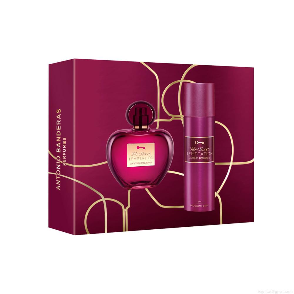 Kit Perfume Banderas Her Secret Temptation Feminino Eau de Toilette 80 ml + Desodorante 150 ml Kit Perfume Banderas Her Secret Temptation Feminino Eau de Toilette 80 ml + Desodorante 150 ml
