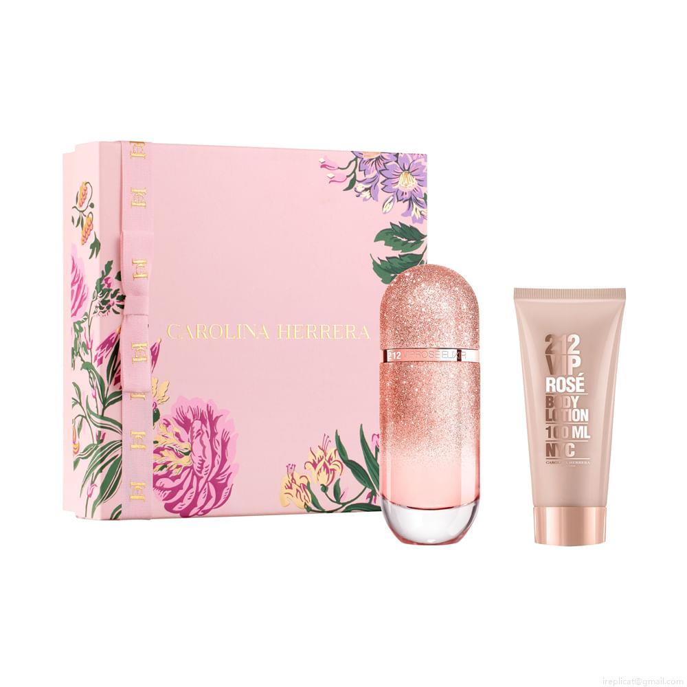 Kit Perfume Carolina Herrera 212 Vip Rosé Elixir Feminino Eau de Parfum 80 ml + Loção Corporal 100 ml Kit Perfume Carolina Herrera 212 Vip Rosé Elixir Feminino Eau de Parfum 80 ml + Loção Corporal 100 ml