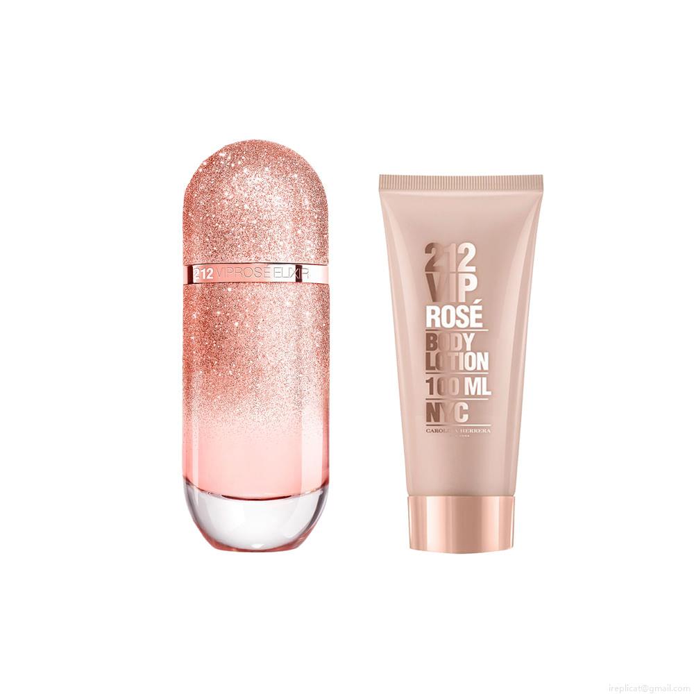 Kit Perfume Carolina Herrera 212 Vip Rosé Elixir Feminino Eau de Parfum 80 ml + Loção Corporal 100 ml Kit Perfume Carolina Herrera 212 Vip Rosé Elixir Feminino Eau de Parfum 80 ml + Loção Corporal 100 ml
