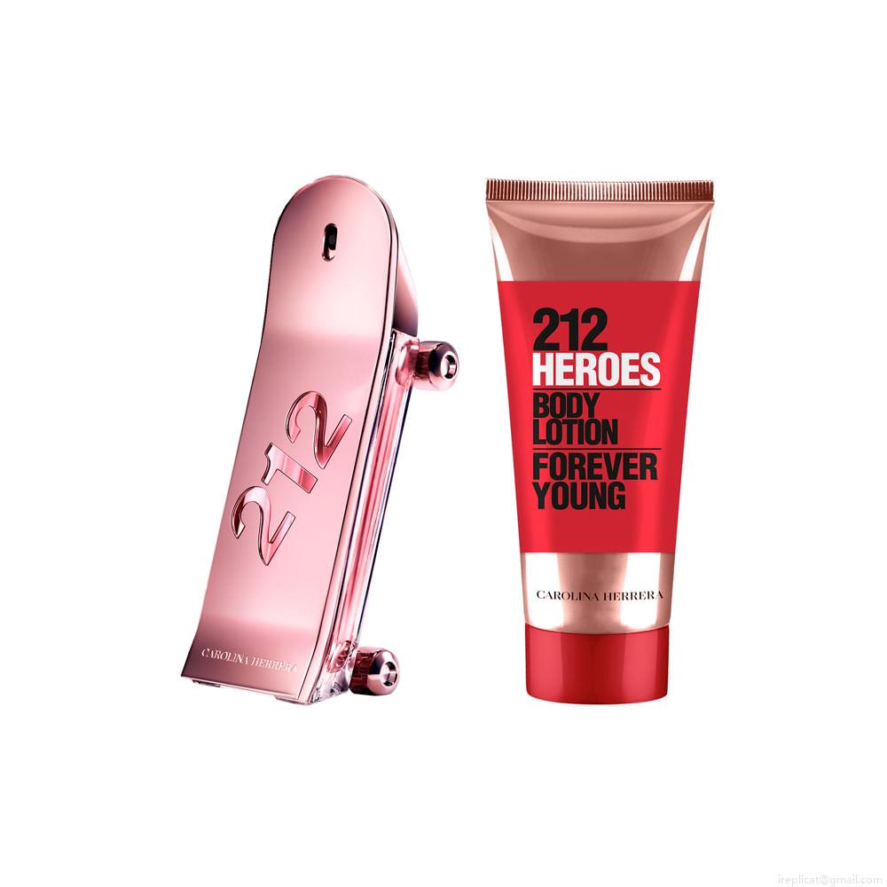 Kit Perfume Carolina Herrera 212 Heroes For Her Feminino Eau de Parfum 80 ml + Loção Corporal 100 ml Kit Perfume Carolina Herrera 212 Heroes For Her Feminino Eau de Parfum 80 ml + Loção Corporal 100 ml