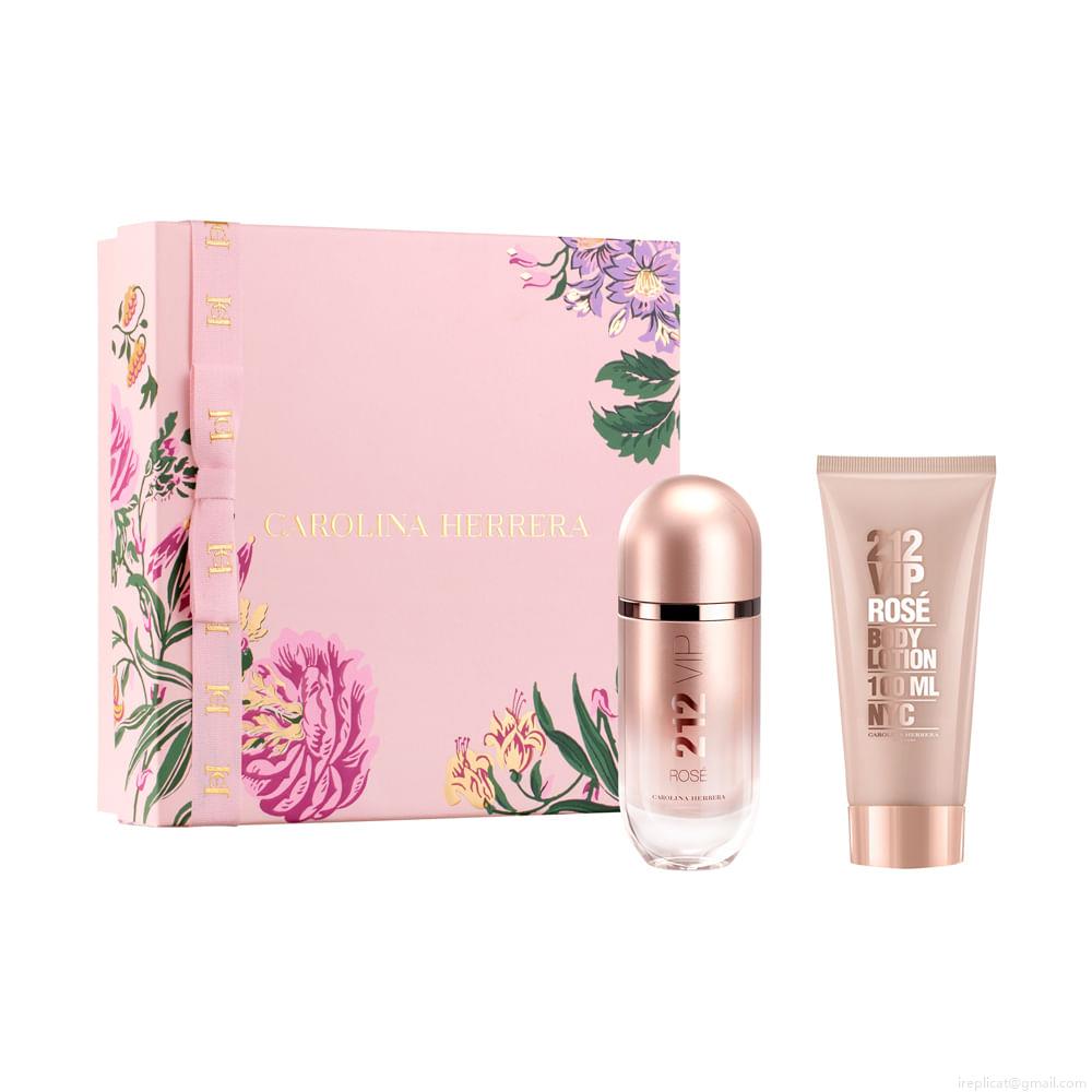 Kit Perfume Carolina Herrera 212 Vip Rosé Feminino Eau de Parfum 80 ml + Loção Corporal 100 ml Kit Perfume Carolina Herrera 212 Vip Rosé Feminino Eau de Parfum 80 ml + Loção Corporal 100 ml