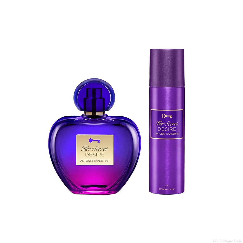 Kit Perfume Banderas Her Secret Desire Feminino Eau de Toilette 80 ml + Desodorante 150 ml Kit Perfume Banderas Her Secret Desire Feminino Eau de Toilette 80 ml + Desodorante 150 ml