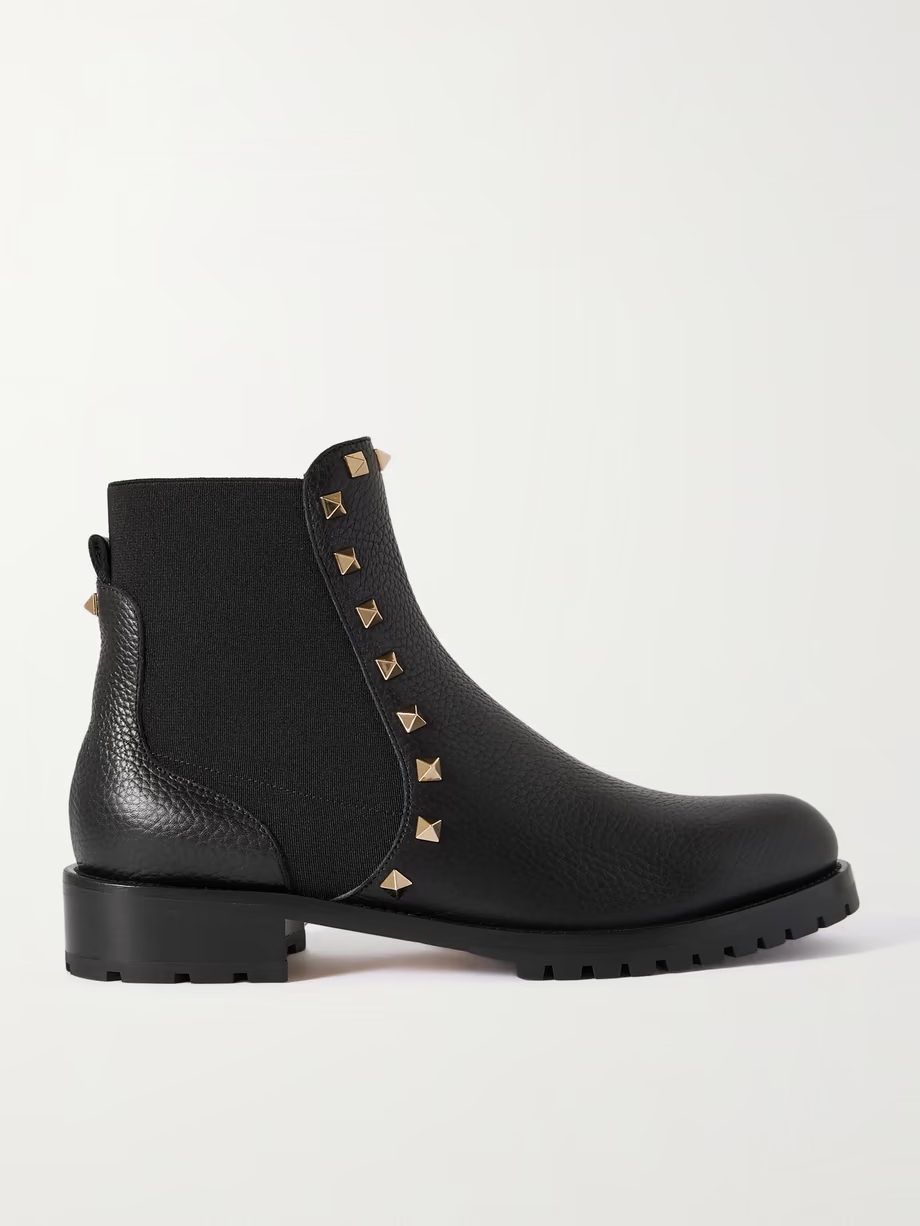 Rockstud Beatle textured-leather Chelsea boots Rockstud Beatle textured-leather Chelsea boots