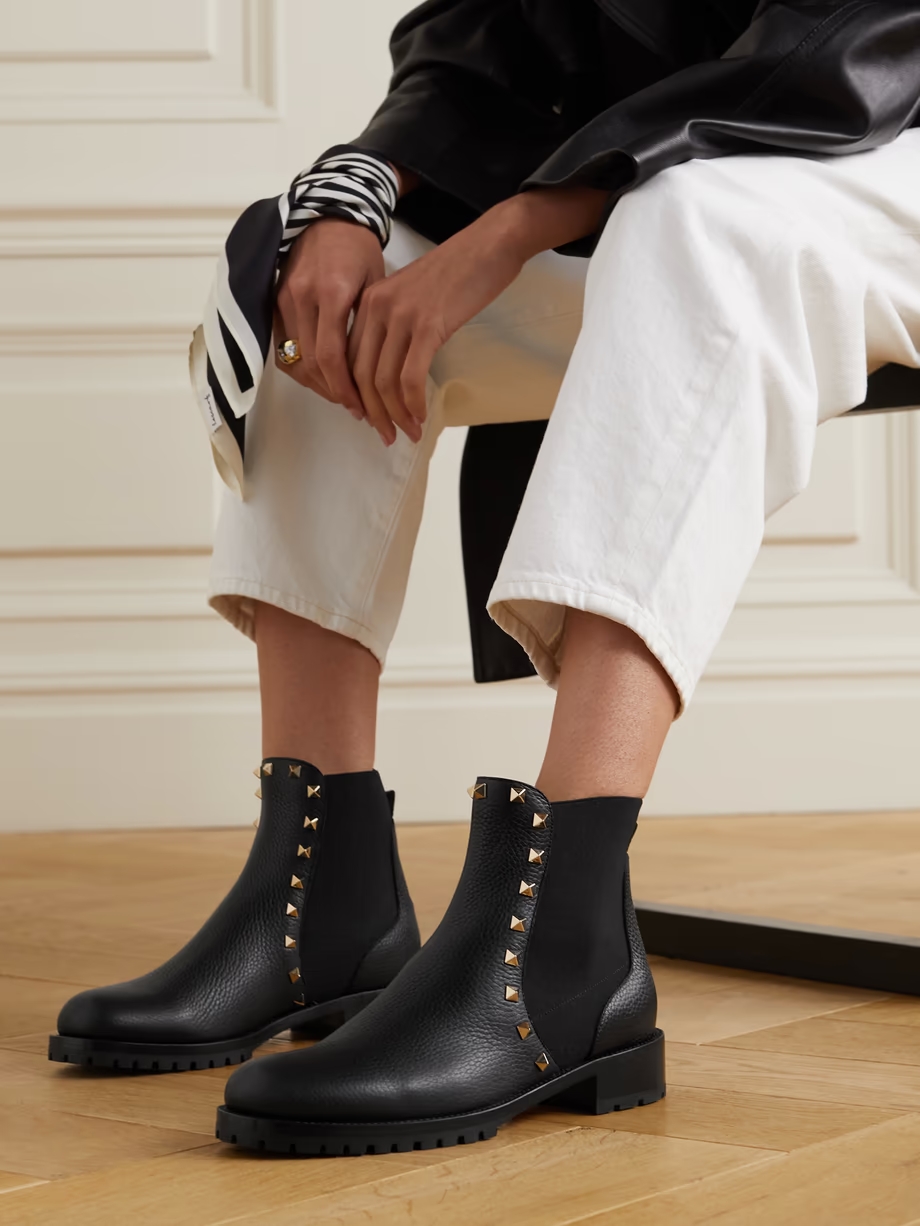 Rockstud Beatle textured-leather Chelsea boots Rockstud Beatle textured-leather Chelsea boots