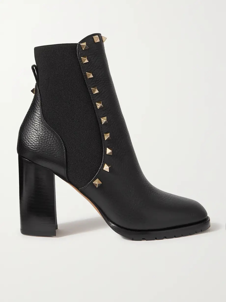 Rockstud Beatle textured-leather ankle boots Rockstud Beatle textured-leather ankle boots
