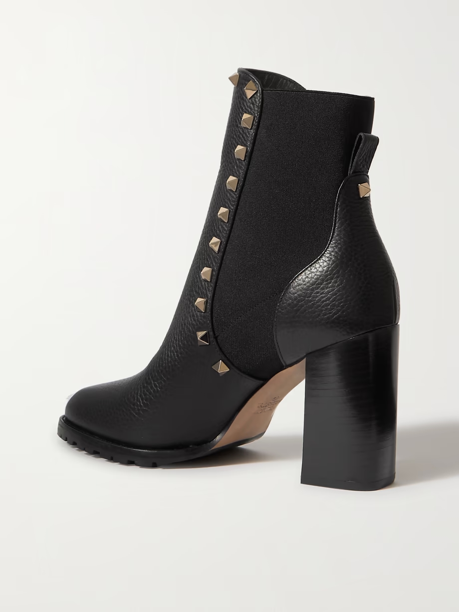 Rockstud Beatle textured-leather ankle boots Rockstud Beatle textured-leather ankle boots