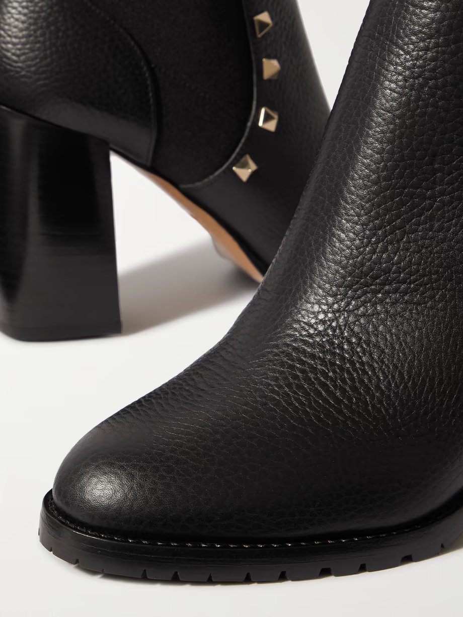 Rockstud Beatle textured-leather ankle boots Rockstud Beatle textured-leather ankle boots