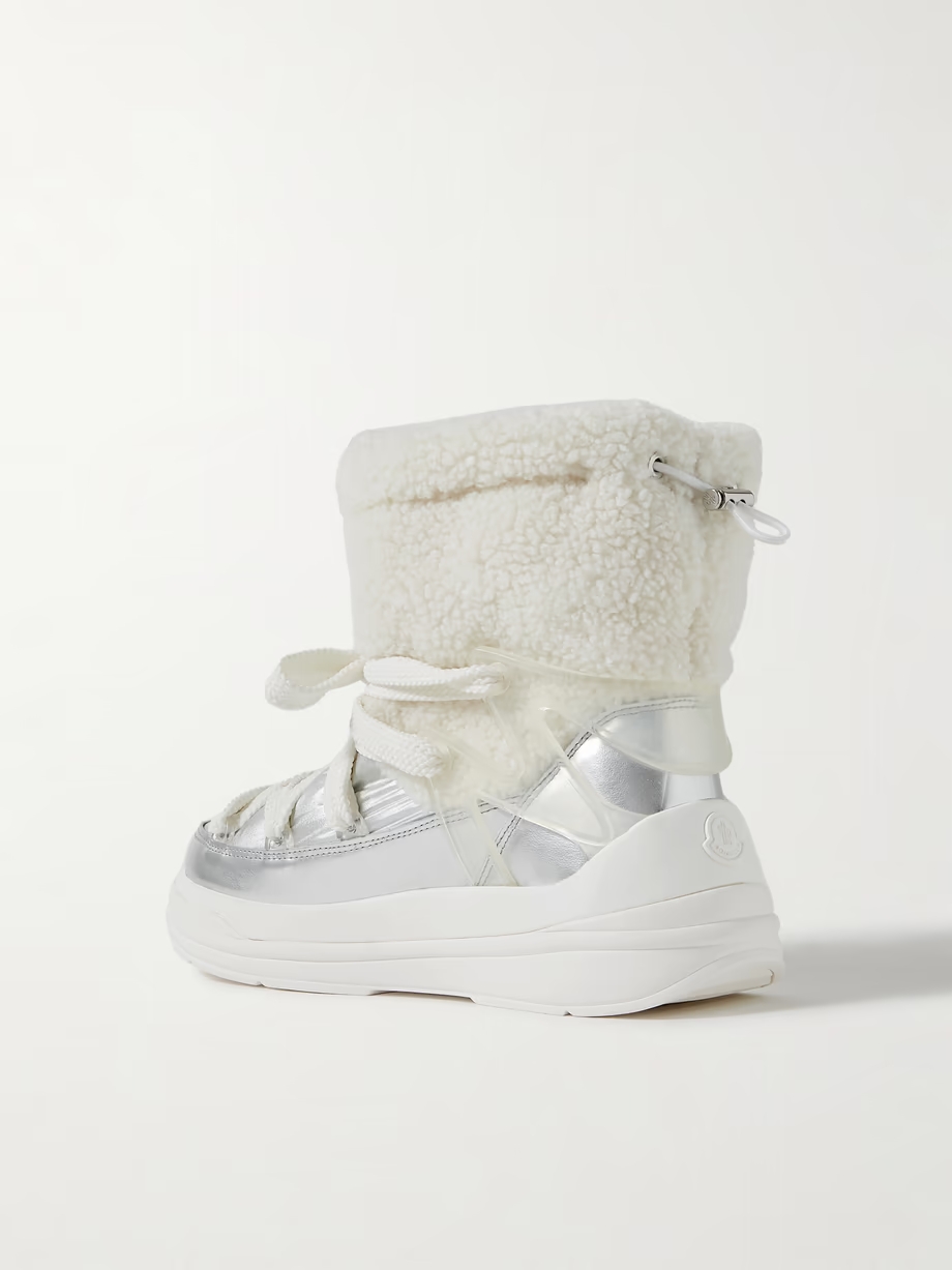 Insolux M rubber-trimmed fleece, metallic shell and leather snow boots Insolux M rubber-trimmed fleece, metallic shell and leather snow boots
