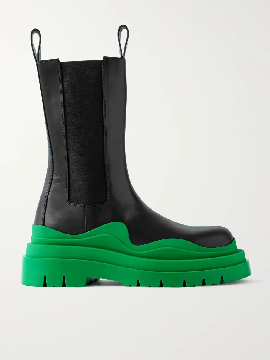 Tire rubber-trimmed leather Chelsea boots Tire rubber-trimmed leather Chelsea boots