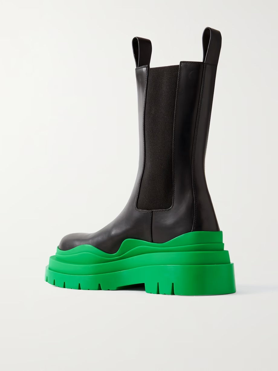 Tire rubber-trimmed leather Chelsea boots Tire rubber-trimmed leather Chelsea boots