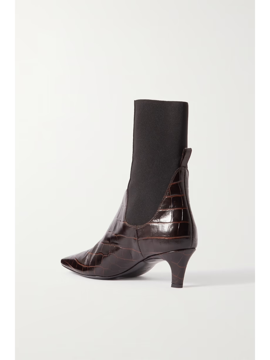 + NET SUSTAIN The Mid Heel croc-effect leather ankle boots + NET SUSTAIN The Mid Heel croc-effect leather ankle boots