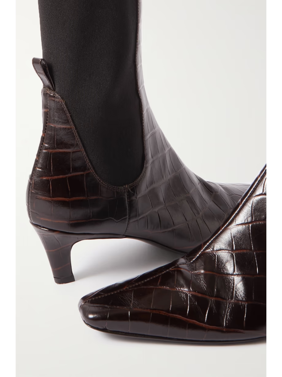 + NET SUSTAIN The Mid Heel croc-effect leather ankle boots + NET SUSTAIN The Mid Heel croc-effect leather ankle boots