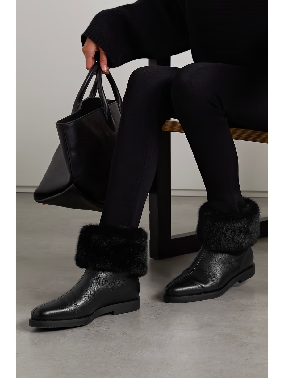 The Off-Duty faux fur-lined textured-leather boots The Off-Duty faux fur-lined textured-leather boots