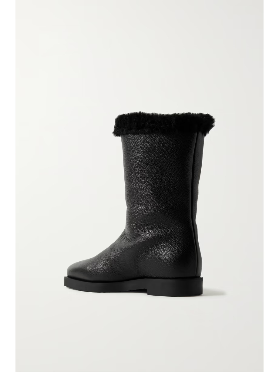The Off-Duty faux fur-lined textured-leather boots The Off-Duty faux fur-lined textured-leather boots