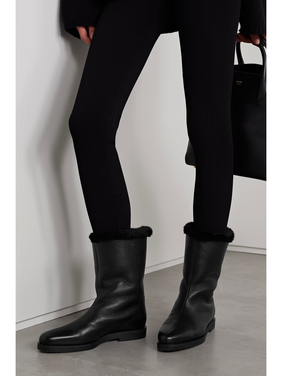 The Off-Duty faux fur-lined textured-leather boots The Off-Duty faux fur-lined textured-leather boots