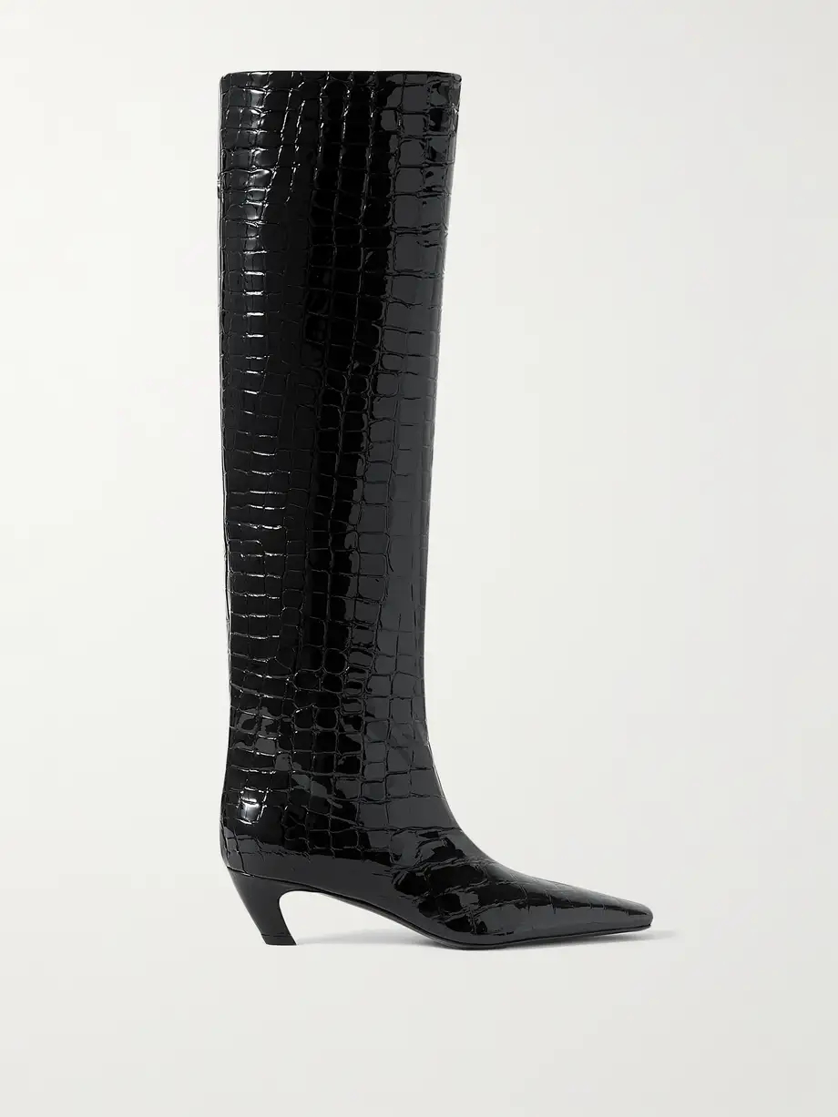 Davis croc-effect leather knee-high boots Davis croc-effect leather knee-high boots