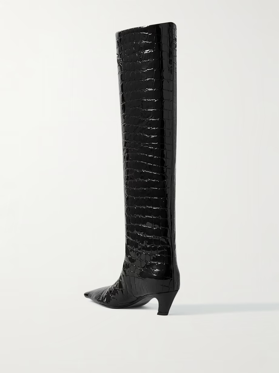 Davis croc-effect leather knee-high boots Davis croc-effect leather knee-high boots