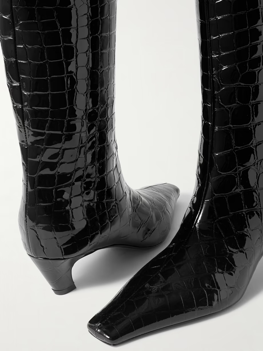 Davis croc-effect leather knee-high boots Davis croc-effect leather knee-high boots