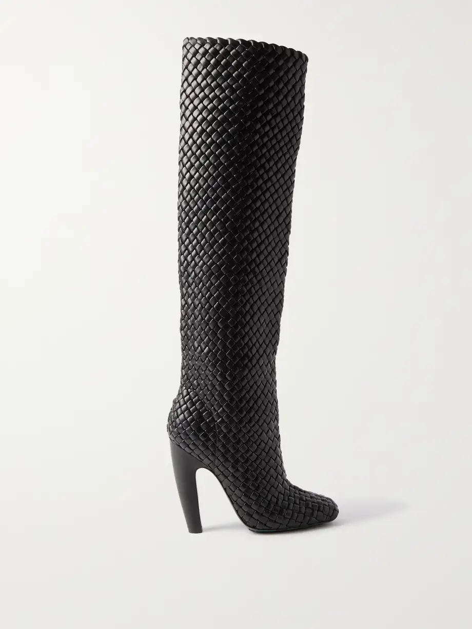 Mini Lido intrecciato leather knee boots Mini Lido intrecciato leather knee boots