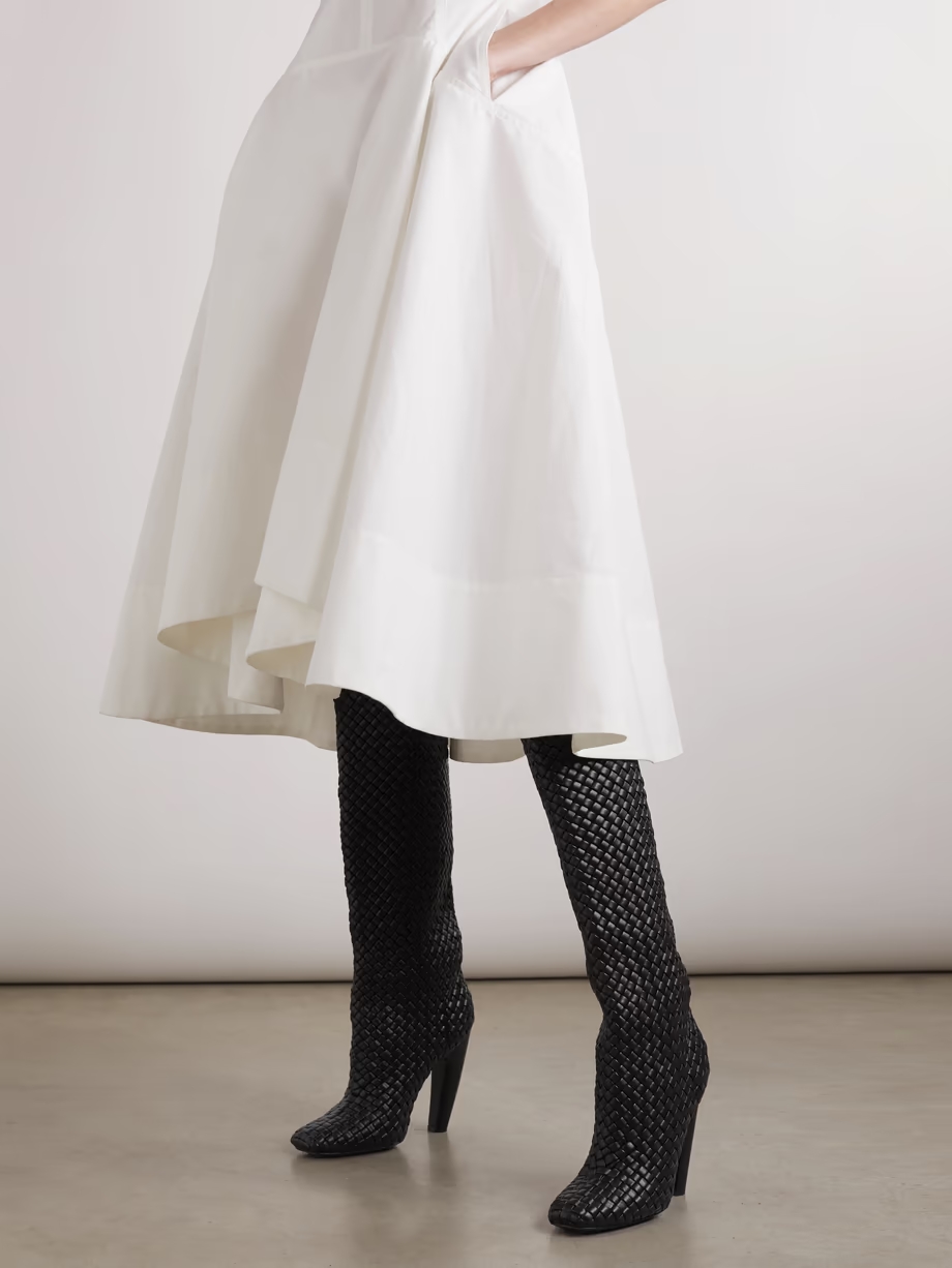 Mini Lido intrecciato leather knee boots Mini Lido intrecciato leather knee boots