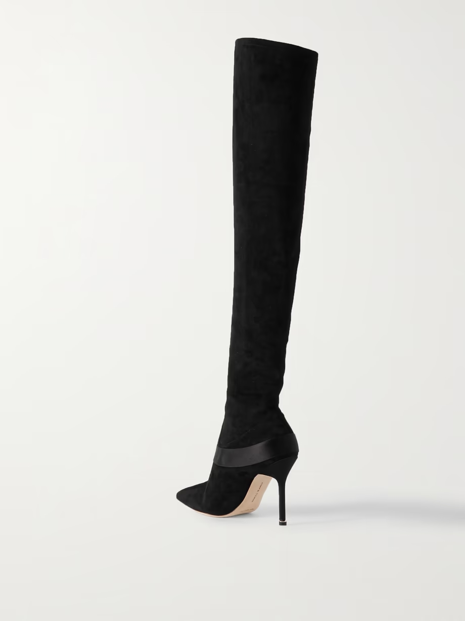Plinianuthi 105 buckled satin-trimmed suede over-the-knee boots Plinianuthi 105 buckled satin-trimmed suede over-the-knee boots