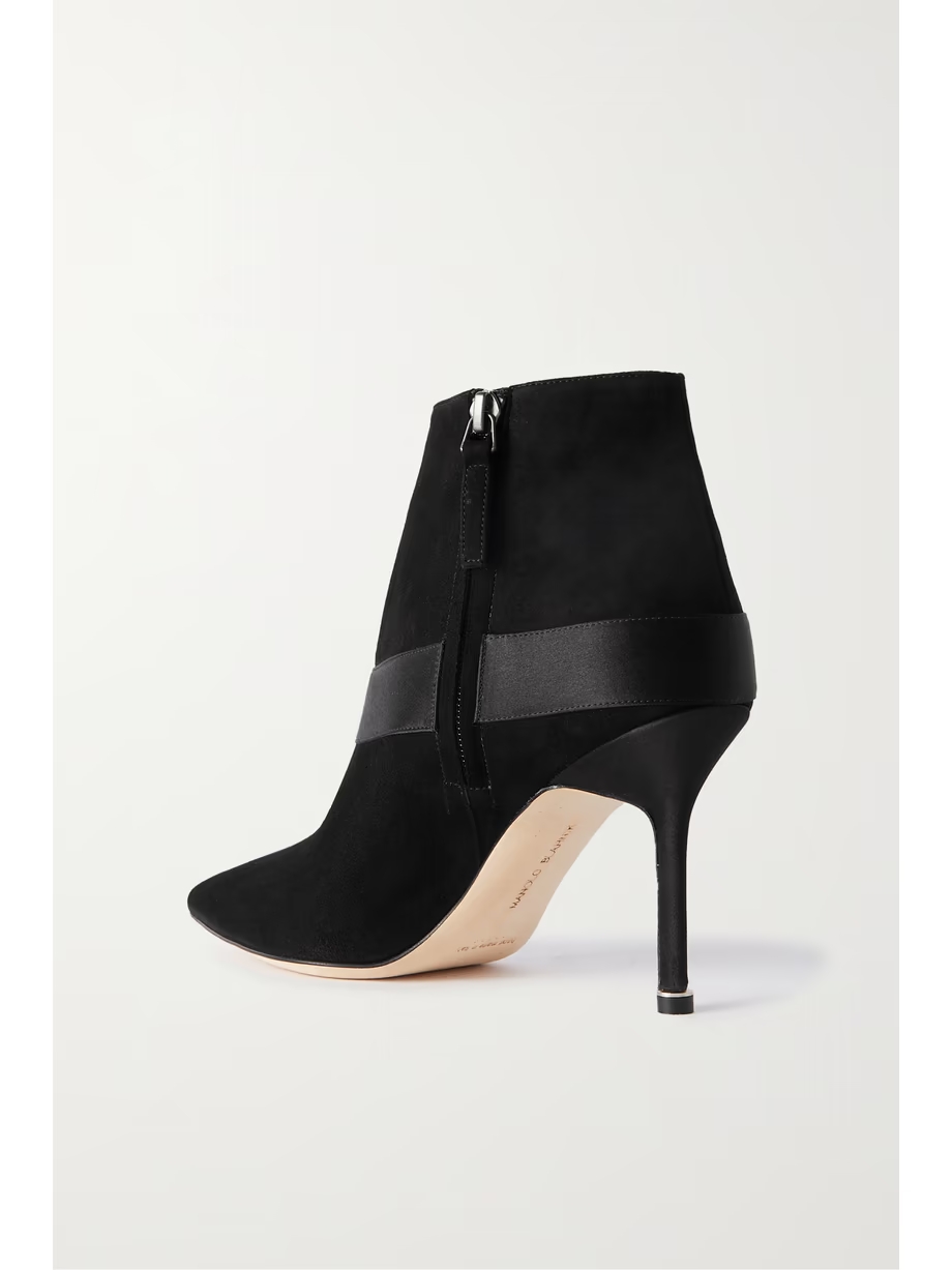 Plinianu 90 crystal-embellished satin-trimmed suede ankle boots Plinianu 90 crystal-embellished satin-trimmed suede ankle boots